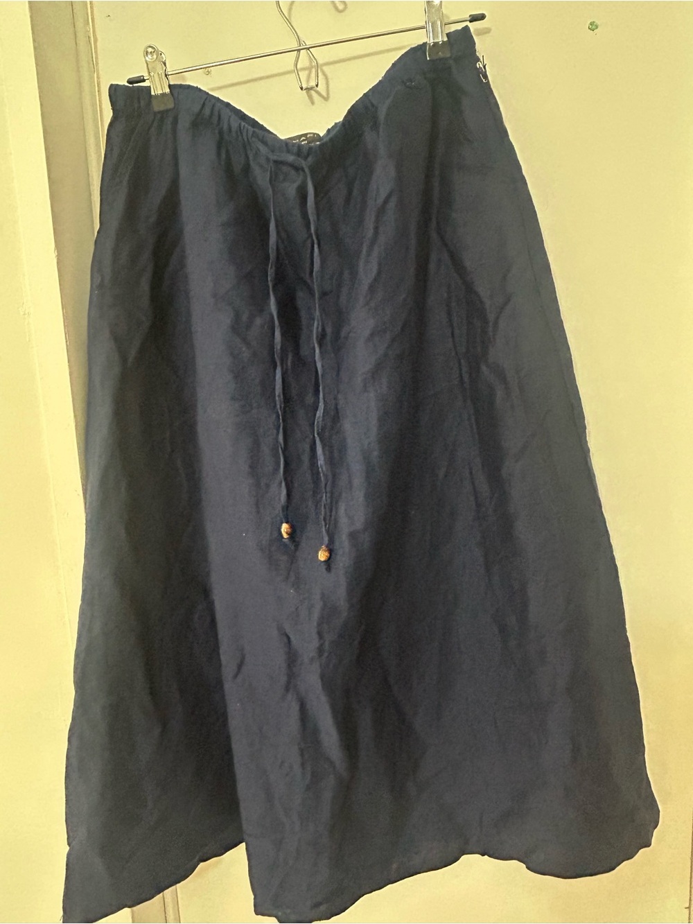 Tahari Navy A-Line Linen Skirt - Picture 2 of 6